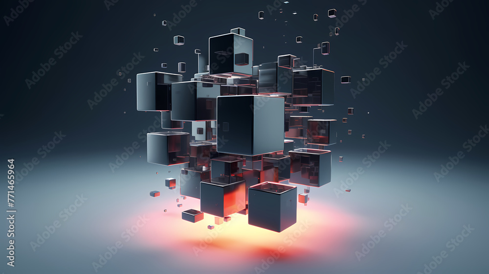 Fototapete futuristic cube formation,abstract 3d rendering