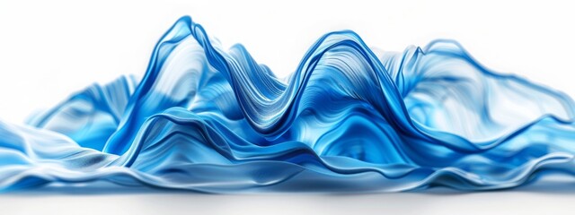 Abstract blue waves and curves backdrop on white background. Commercial or business banner with copy space.
