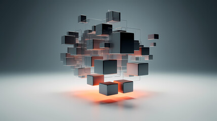 Futuristic cube formation,Abstract 3D rendering