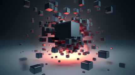 Futuristic cube formation,Abstract 3D rendering