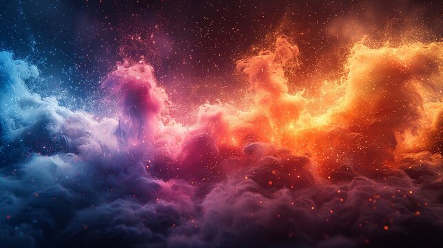 Cielo con nuvole multicolori e stelle