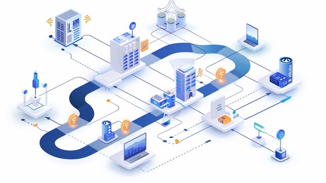 Riproduzione vettoriale di un centro abitato con strada