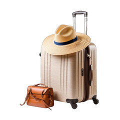 Travel luggage bag and a straw hat