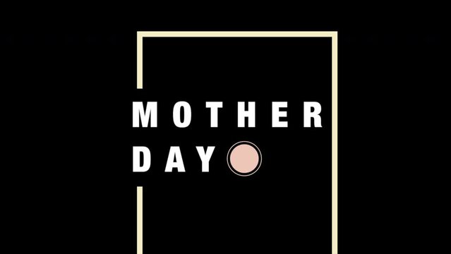 The image features a striking black background with a vibrant yellow square at the center. Inside the square, the white letters spell out Mother Day.