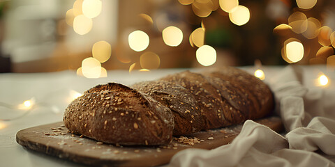 christmas bread food on blur background