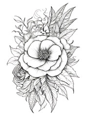 Tattoo art hand drawing and sketch with line smoothly outline  ai generated