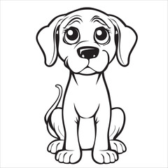 Fototapeta premium Vizsla Dog is a sitting vector illustration in black and white