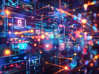 Vibrant and Dynamic Digital Community Hub with Interconnected Social Media Platform Interface