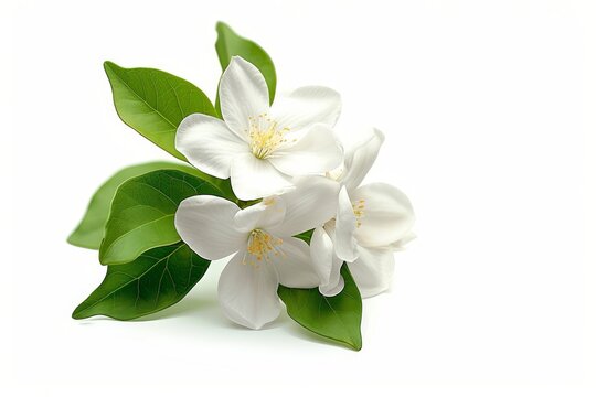 The jasmine flower is alone on a white background with a clip path, serving as a representation of Mother's Day in Thailand, Generative AI 
