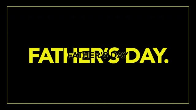 Celebrate Father’s Day with this striking image featuring bold yellow text on a black background, perfect for promotions and events