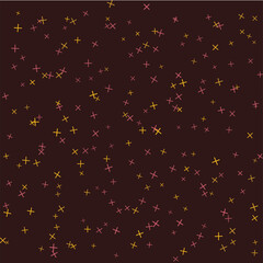 Cross stars vector pattern with pink and yellow colors on a dark background