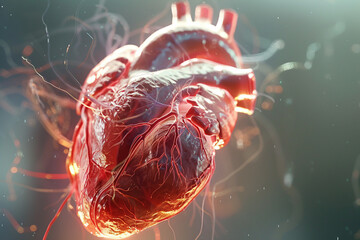 Interactive heart simulation in a biomedical animation, providing an engaging learning experience for medical students.