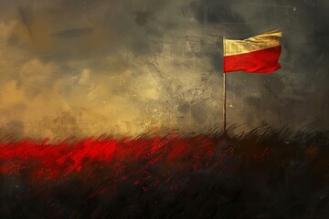 Grafika przedstawiająca flagę Polski. - obrazy, fototapety, plakaty
