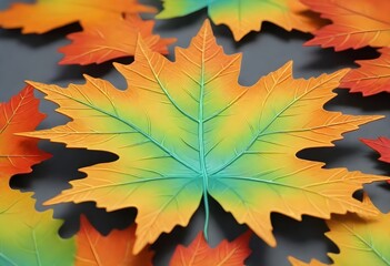 Naklejka na ściany i meble 3d model Vibrant maple leaf with serrated edges au (9) 1