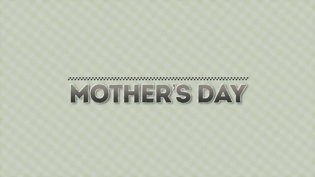 A trendy and stylish Mothers Day greeting with white text on a green background. The chic design features a repeating diagonal pattern of small squares