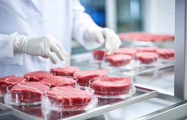 Meat research in the laboratory - obrazy, fototapety, plakaty