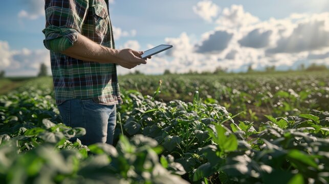 Farmer holding a digital tablet