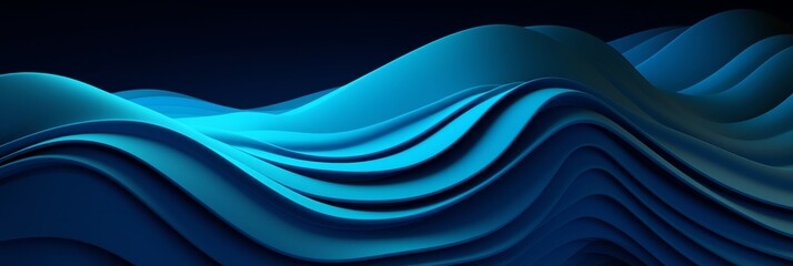 Abstract blue colorful waves background suitable for designs requiring dynamic and vibrant visuals, ideal for digital art, presentations, or advertising - obrazy, fototapety, plakaty