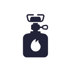 camping stove icon, portable gas burner pictogram on white