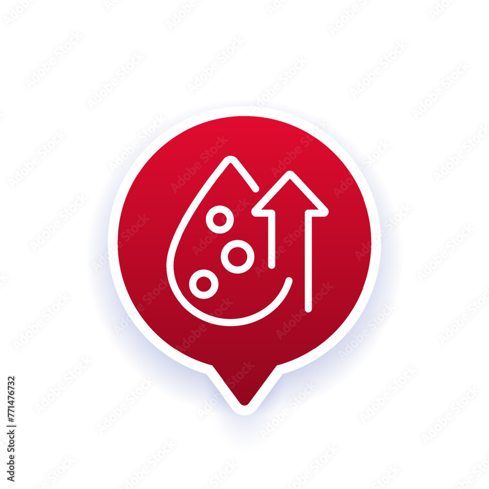 Poster high cholesterol in blood line icon with a drop, vector design