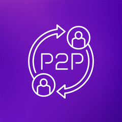 p2p icon, peer-to-peer decentralized economy line design