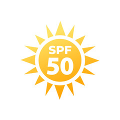 SPF 50, UV or sun protection icon