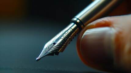 Detailed macro shot of a hand holding a pen, signing a contract, symbolizing the entrepreneurial journey and dedication to achieving success.