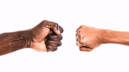 close up shot of a fist bump on a blank background 