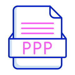 PPP File Format Vector Icon Design