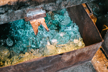 Glass waste box after smelting