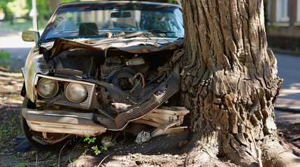  Sedan in a massive car accident, totally destroyed car  parts 