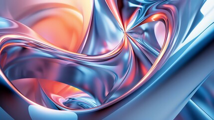3D rendering. Soft, smooth, elegant, flowing, colorful gradient metal. Wavy, twisted shapes.