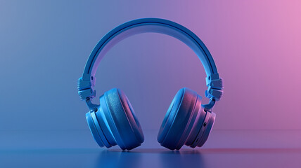 Blue Headphone on the two light color of background.