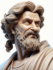 portrait of saint joseph the apostle 3D sculpt illustration art design on plain white background from Generative AI