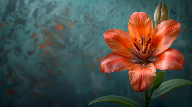 Beautiful orange lily on green background, plant, petal, flower head, beauty in nature