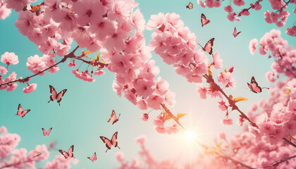 Spring branches of blossoming cherry against background of blue sky 5