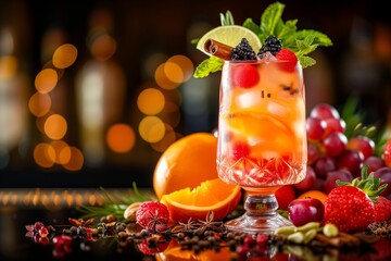 Cocktails and Soft Drinks - cocktail with fruits - obrazy, fototapety, plakaty