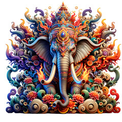 3d render wild angry Elephant Clipart Digital Download