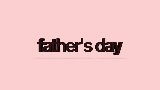 A 3D image of Fathers Day in red letters on a pink background. Celebrating dads and their special day with vibrant colors