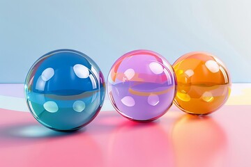 Colorful spheres set, vibrant hues, glossy surface, abstract composition