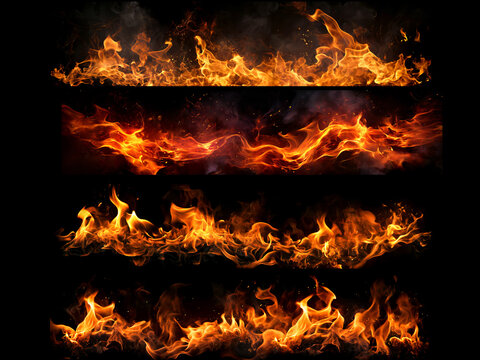 Realistic Fire flame use black background