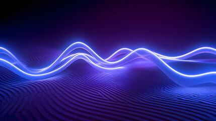 3D abstract background with ultraviolet neon lights and wavy lines