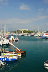 The marina with yachts in Antibes, the French Riviera	