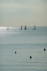 Panorama of the sea opening from the promenade in Nice, France	