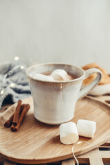 Mug with cocoa and marshmallow - 771491519