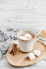 Mug with cocoa and marshmallow - 771491520