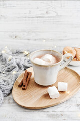 Mug with cocoa and marshmallow - 771491524
