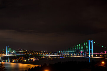 bridge at night on the bosphorus, istanbul