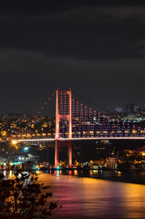 Fototapeta na wymiar bridge at night on the bosphorus, istanbul
