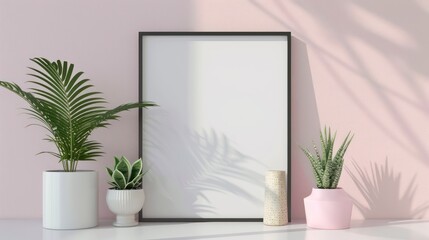 Minimalist plant arrangement rectangle frame